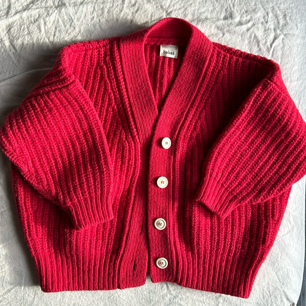 New babaa mini no 19 wool cardigan in ruby